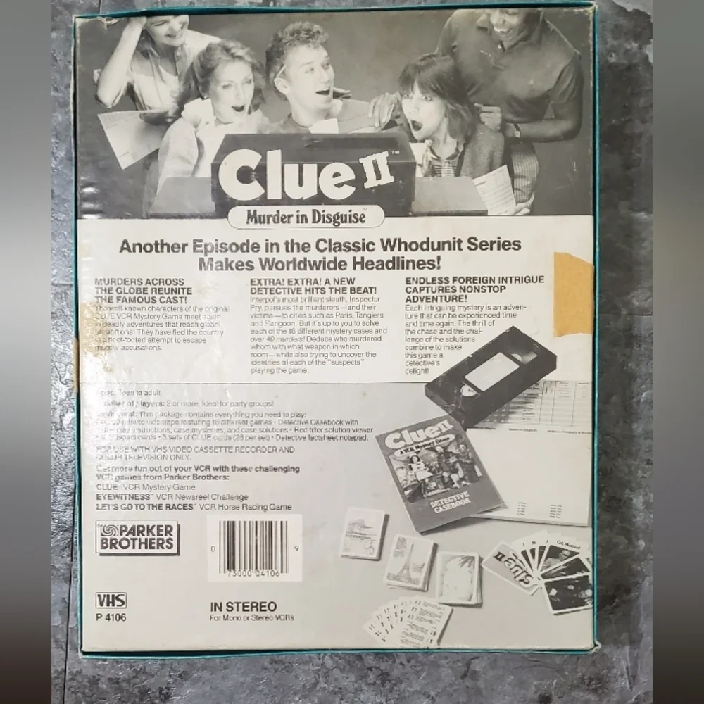 Clue II Murder in Disguise VCR MYSTERY Game 1987 BOARD GAME